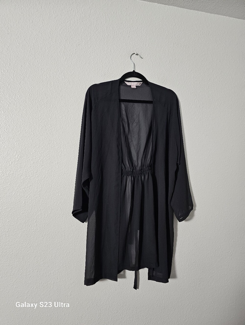 Victoria's Secret Black Sheer Kimono Robe One Size
